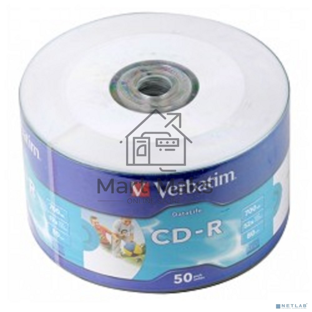 Диск CD-R Verbatim 80min, 700mb, 52x Shrink/50 Ink Print 43794