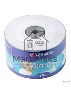 Диск CD-R Verbatim 80min, 700mb, 52x Shrink/50 Ink Print 43794