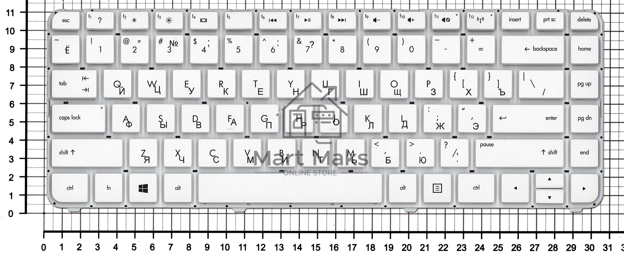 Клавиатура для ноутбука HP Pavilion G4-2000 белый без рамки Клавиатура для ноутбука HP Pavilion G4-2000 белый без рамки