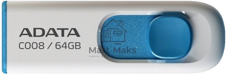 Флешка USB R/W ADATA Flash Drive 64Gb С008 AC008-64G-RWE USB2.0, White