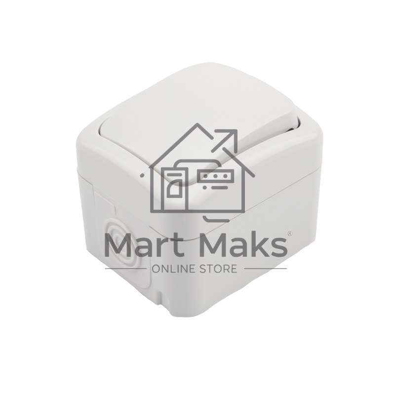 Переключатель проходной KRANZ Mini OG открытой установки, IP54 белый
