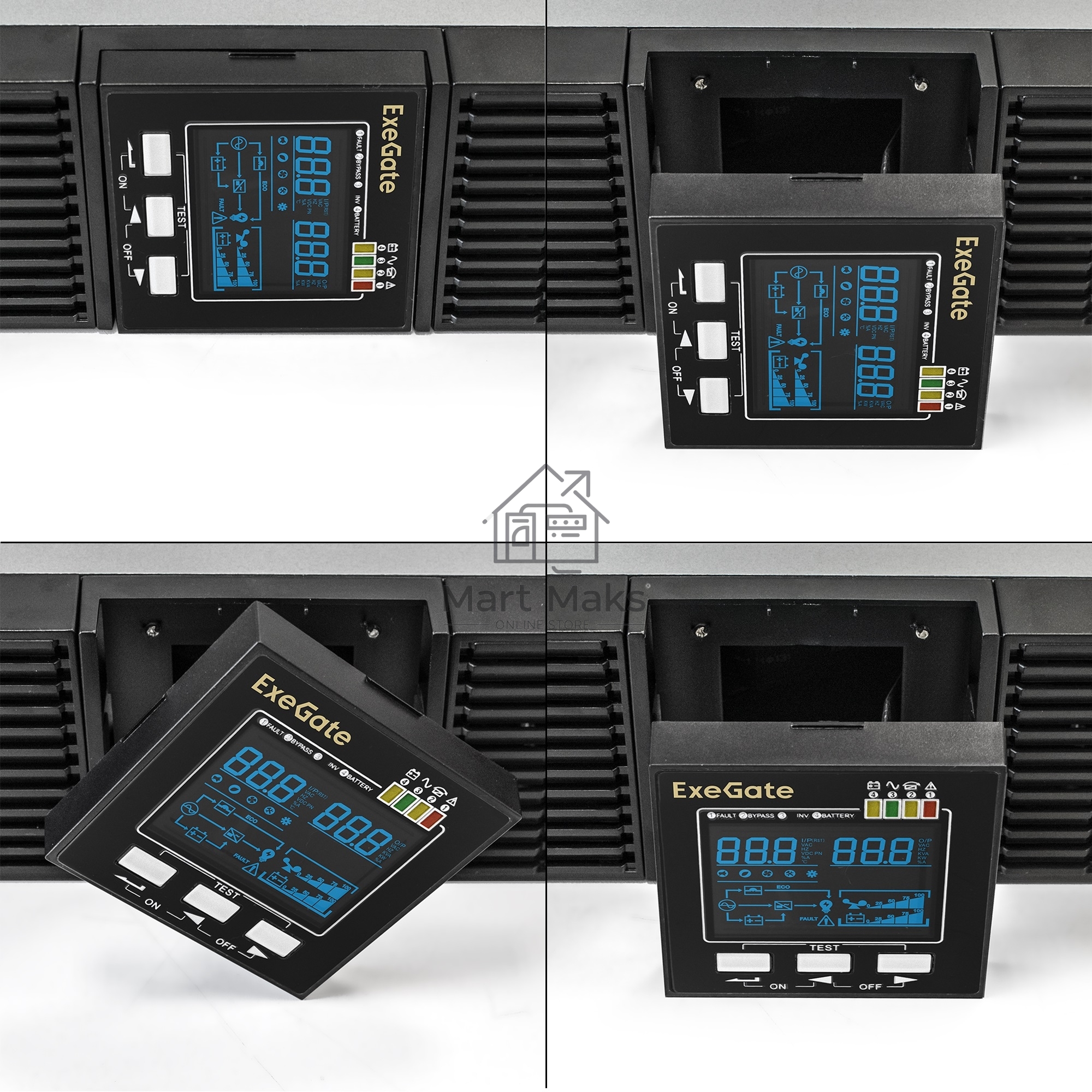 Источник бесперебойного питания On-line ExeGate PowerExpert ULS-1000.LCD.AVR.1SH.2C13.USB.RS232.SNMP.2U <1000VA/1000W, On-Line, PF=1, LCD, 1*Schuko+2*C13, RS232, USB, SNMP-slot, Rackmount 2U/Tower, металлический корпус, Black>