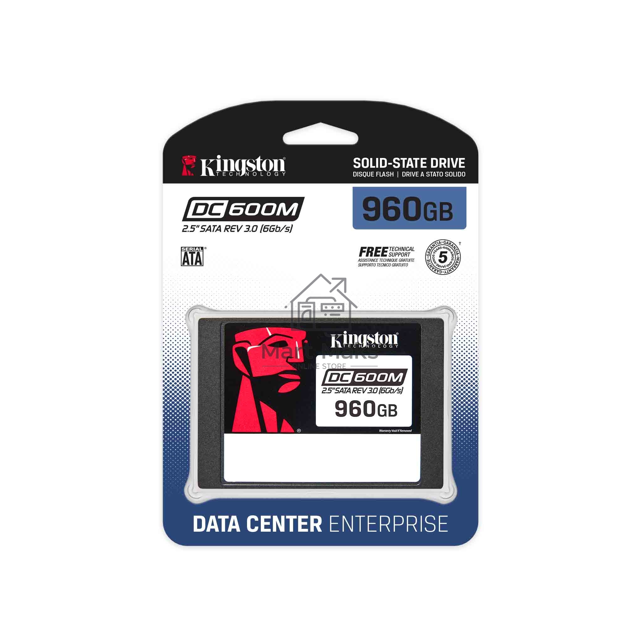 Накопитель SSD Kingston DC600M, 960 ГБ, SATA III, R/W 560/530 МБ/с