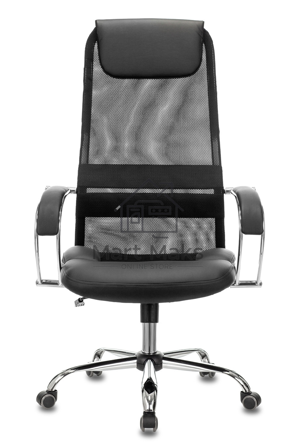 Кресло руководителя Бюрократ CH-608SL/BLACK TW-01 TW-11 черный, искусст.кожа/ткань, крестовина хром, спинка сетка