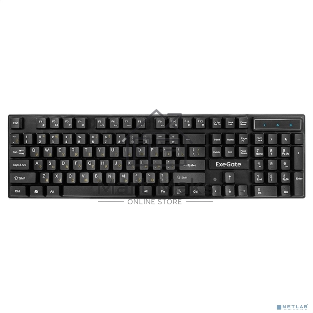 Комплект ExeGate Professional Standard Combo MK110 (клавиатура влагозащищенная 104кл. + мышь оптическая 1000dpi, 3 кнопки и колесо прокрутки, длина кабелей 1,5м; USB, черный, Color Box)