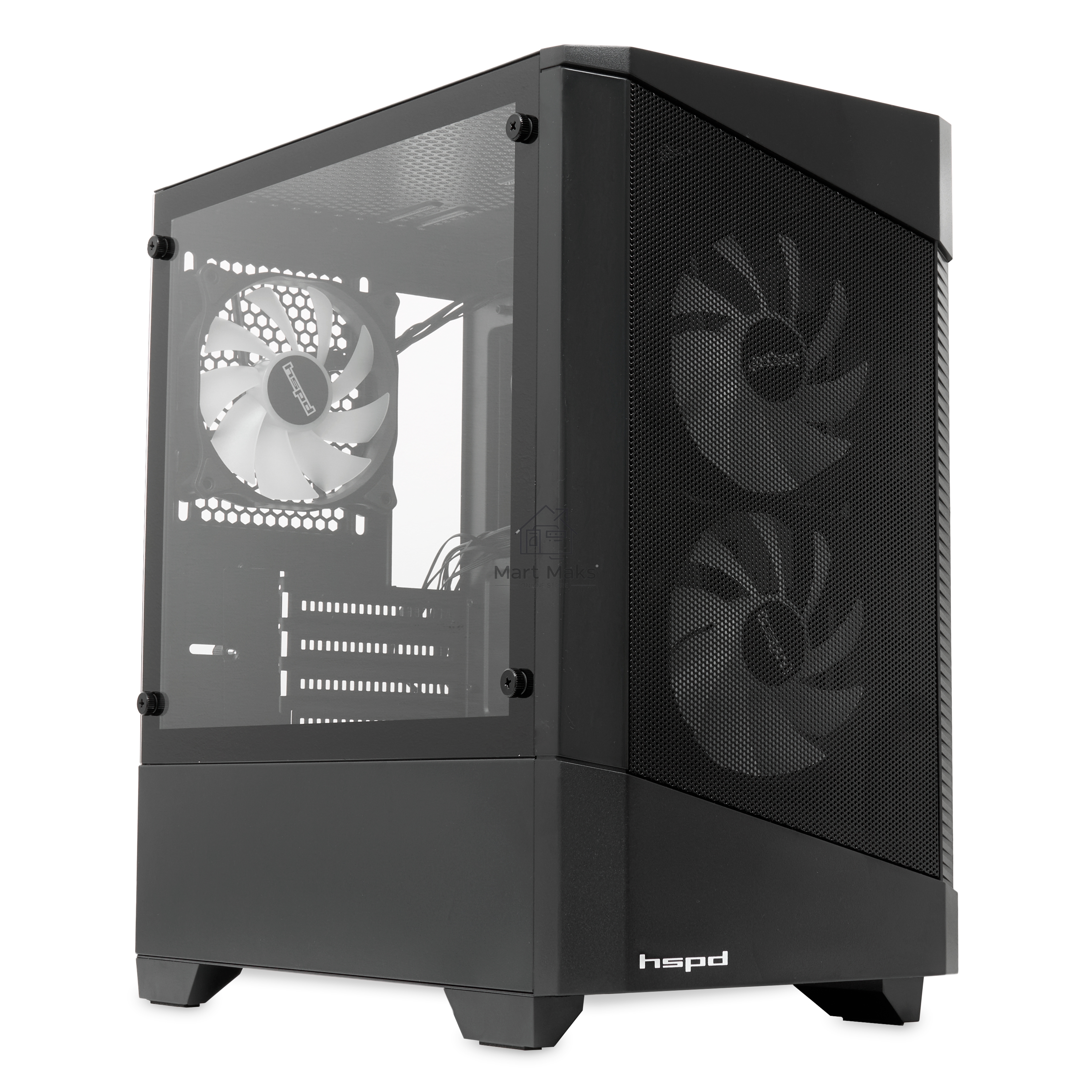 Компьютерный корпус  HSPD M330, Mesh Mini-tower, черный, TG, 0.6 SPCC, 3x120mm ARGB mATX, mITX 175/330/160mm 2x2.5