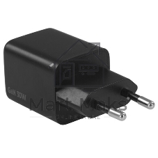 Зарядное устройство Cablexpert MP3A-PC-64, 30Вт GaN, 3А, QC4.0/PD, 1xUSB, 1xType-C, черный, пакет