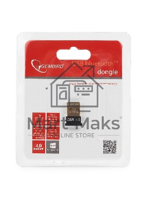 Адаптер Bluetooth Gembird, BTD-MINI5, ультратонкий корпус, v.4.0, 50 метров, до 24 Мбит/сек, USB