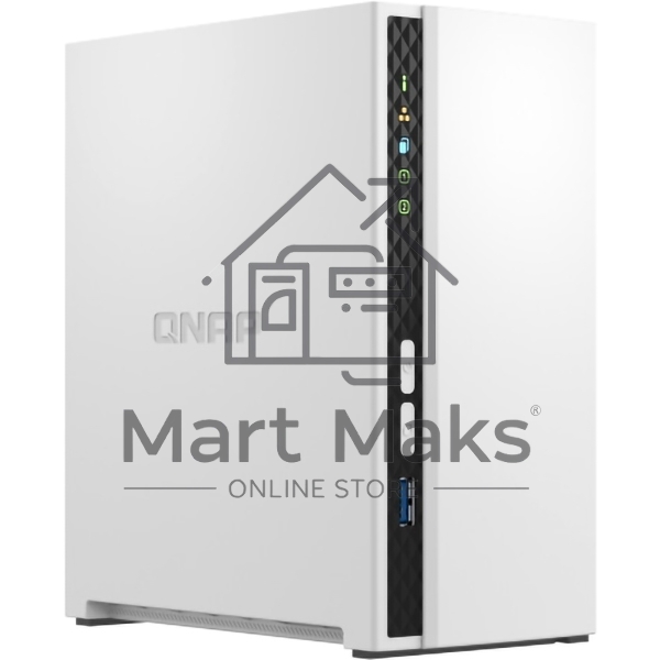 Сетевое хранилище SMB QNAP TS-233 NAS 2 HDD trays. ARM 4-core Cortex-A55 2.0GHz, ram 2 GB (max), 1x1GbE, 2xUSB 2.0 port,1xUSB 3.2 Gen 1