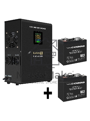 Комплект Источник бесперебойного питания EX296001RUS + батарея 55Aч EX285667RUS 2шт (инвертор, синус, для котла, настенный) ExeGate FineSine SX-2000.LCD.AVR.2SH <2000VA/1400W, чистая синусоида, цветной LCD-дисплей, AVR, 2*Schuko, линейно-интерактивный, кр