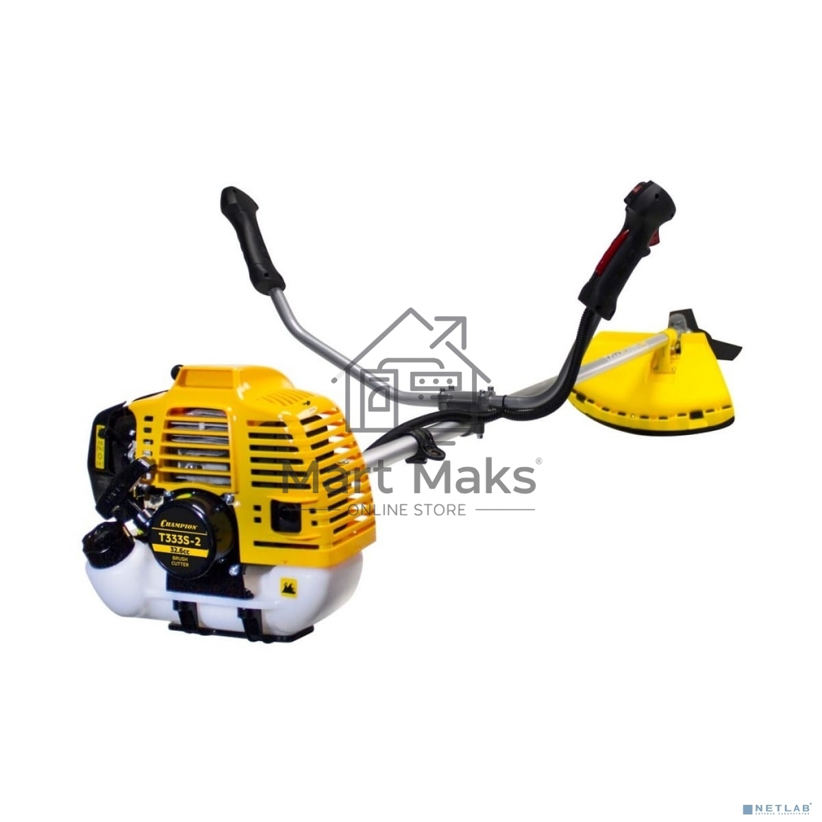 Триммер Champion T333S-2 Мощность двигателя 0,9/1.22 кВт/л.с, Вес без режущей насадки 7,6 кг, Объем двигателя 32,6 см3, Объем топливного бака 950 мл, Максимальный расход топлива 650 г/кВт•ч/мл/ч, Тип рукоятки U-образная, штанга прямая Неразъемная, Длина ш