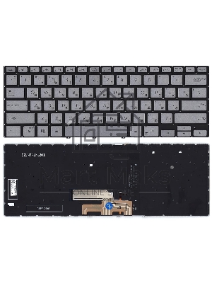 Клавиатура для ноутбука Asus Zenbook Flip 14 UX462DA серебристая с подсветкой