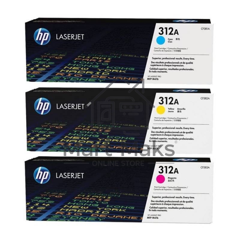 Картридж лазерный набор Hewlett-Packard 312A CF440AM голубой, желтый, пурпурный для HP CLJ Pro M476 2400стр.