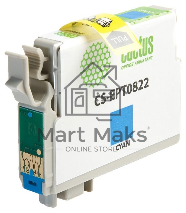 Картридж струйный Cactus CS-EPT0822 (T0822) голубой (13,8 мл) для Epson Stylus Photo R270/290/RX590