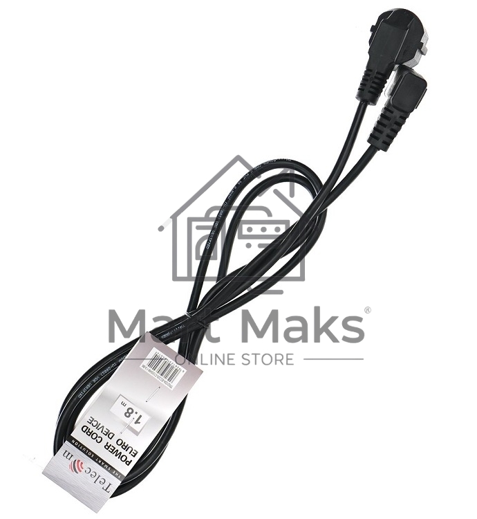 Кабель компьютер - розетка угловой 220V <1.8м> (Европейский стандарт) <TP021DA-1.8-BK>
