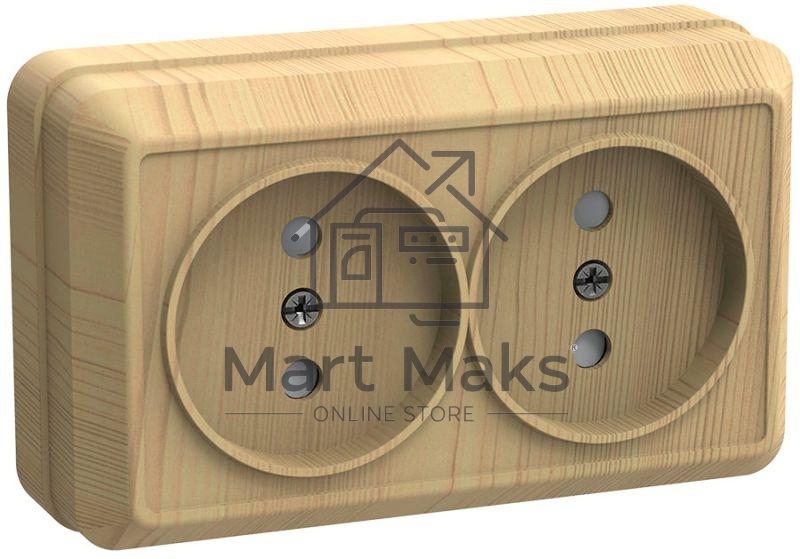 Розетка 2-м ОП Октава 10А IP20 без заземл. сосна ИЭК ERO20-K03-10-DC