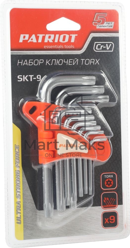Набор ключей PATRIOT SKТ-9, TORX,T10-T50,CRV, 9 шт