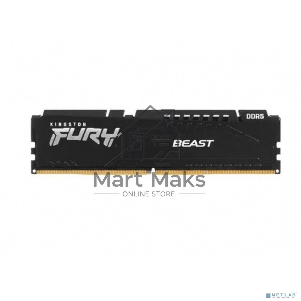 Оперативная память Kingston Fury Beast Black AMD, DDR5, 16GB (1x16 GB), 5200 MHz, CL36, радиатор, черный