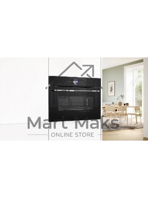 Компактный духовой шкаф-пароварка, черный, 14 режимов + комбинированные режимы, функция приготовление на пару 100%, 4-слойное остекление, 3 цветных текстовых TFT-дисплея 2,5