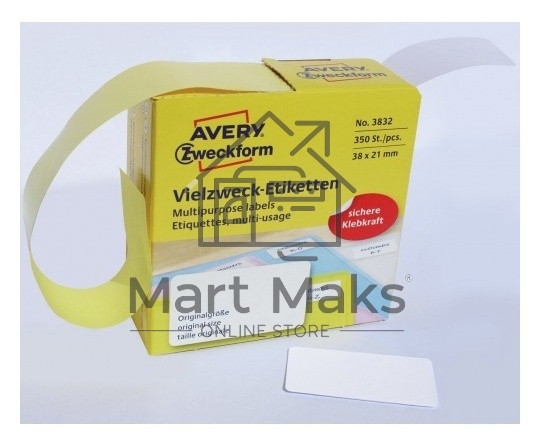 Этикетки самоклеящиеся Avery Zweckform 3832 38x21 мм, 350 шт, универсальная, 70 г/м2, белый (упак.:1рул)