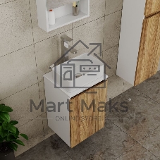 Комплект для ванной, 4 предмета (тумба Bau Dream 40 + раковина BAU 37х23, белая + смеситель Hotel Still, выпуск клик-клак, хром)