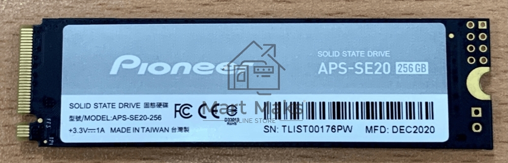 Накопитель SSD Pioneer APS-SE20-256, 256GB, M.2 2280, PCIe 3.0 x4, NVMe, R/W 2100/1600