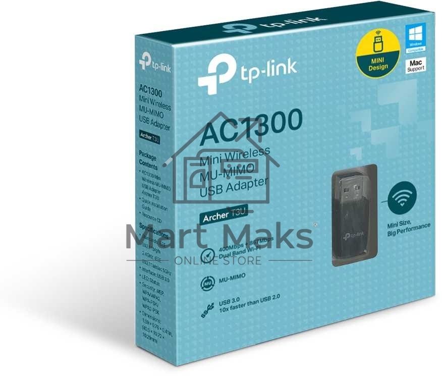 Адаптер TP-LINK Archer T3U AC1300 Мини Wi-Fi MU-MIMO USB-адаптер