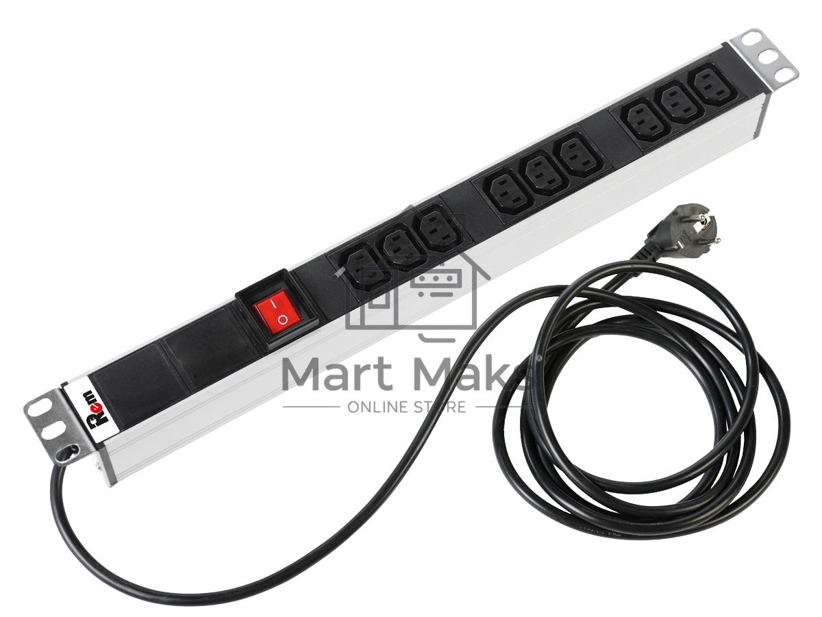 ЦМО Блок розеток Rem-16 с выкл., 9 IEC 60320 C13, 16A, алюм., 19
