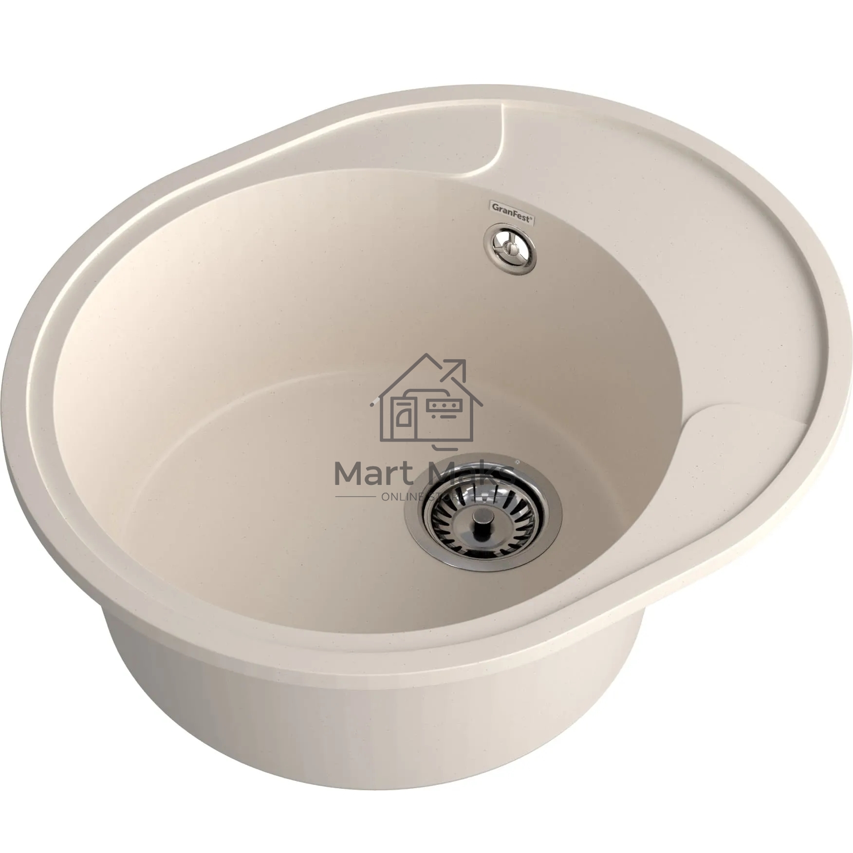 Мойка GRANFEST URBAN 857L 1-чаша+крыло 570*480мм, монтаж: врезной, материал: кварц, белый