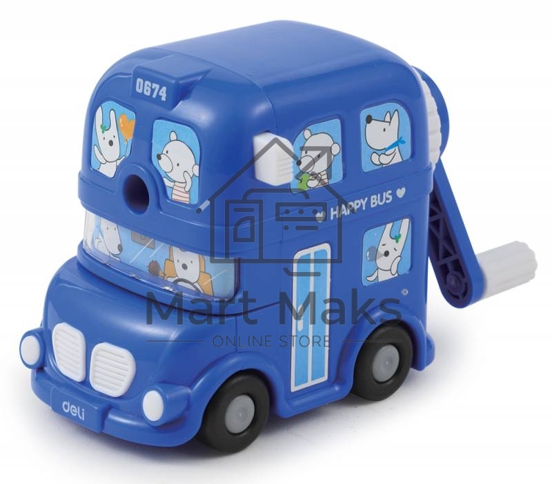 Точилка для карандашей механическая Deli BUS E0674, 1 отверстие, пластик, ассорти, коробка