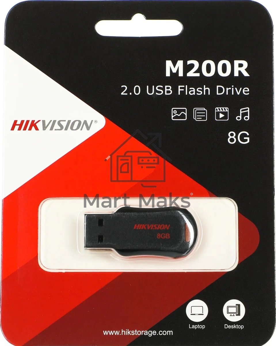 Флешка USB R/W R/W Hikvision 8Gb HS-USB-M200R/8G USB2.0 черный