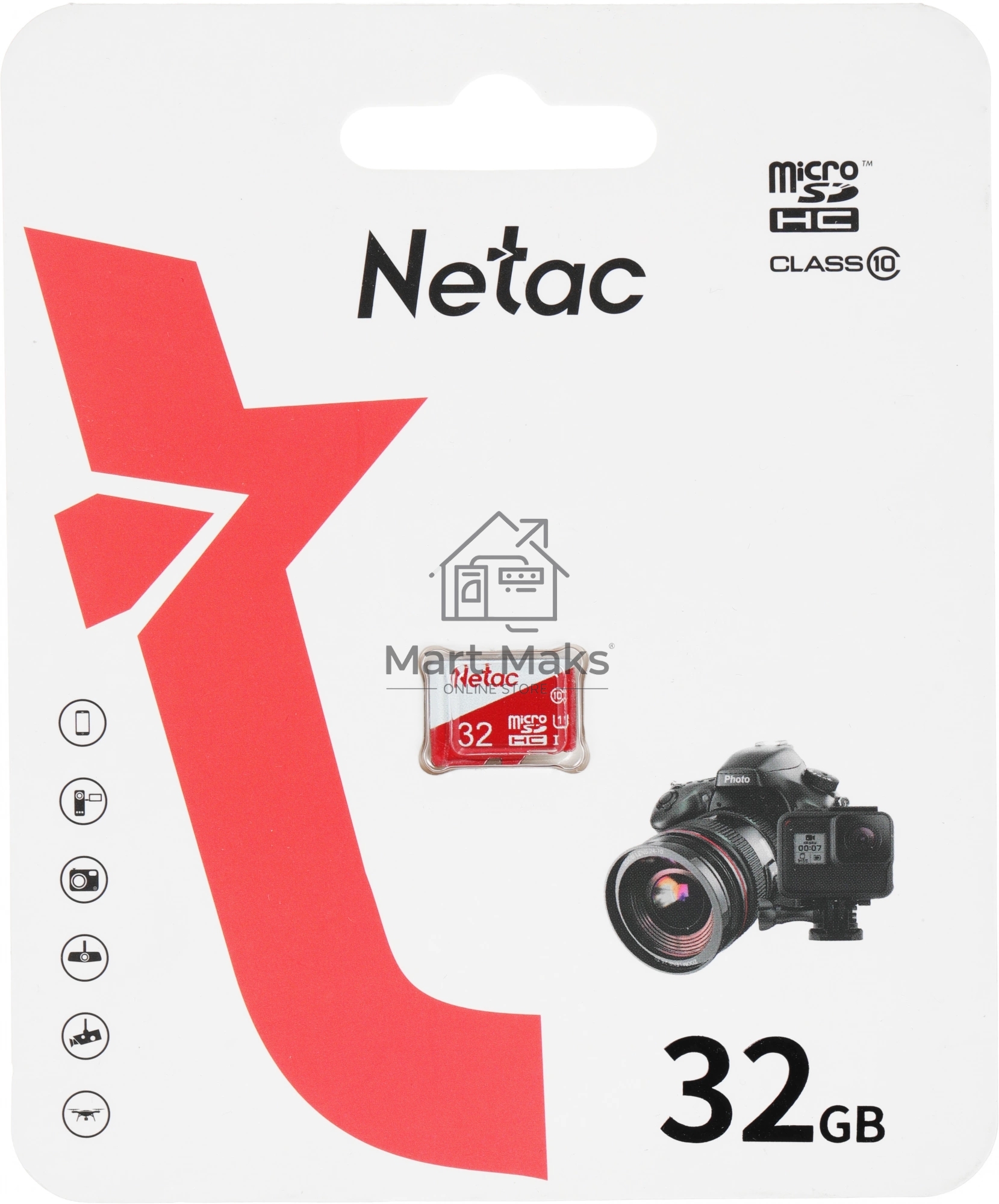 Карта памяти Netac P500 ECO 32GB MicroSDHC C10 up to 80MB/s, retail pack card only