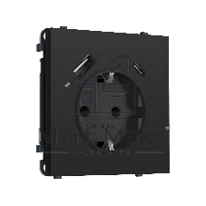 Комплект механизма электрической розетки SIGMA Черный Мягкое касание 2USB A+C 20W (быст. зар.) с/з с/ш 16A-250V QUANT PRO (SP9900, PR160)