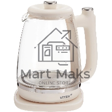 Чайник электрический Vitek VT-WK1072 1.7л. 1800Вт слоновая кость корпус: стекло