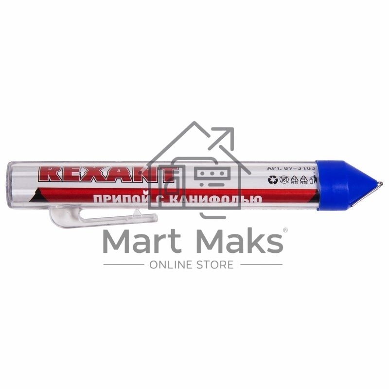 Припой с канифолью 20гр. d=1.0мм (Sn60 Pb40 Flux 2.2%) Rexant 09-3103