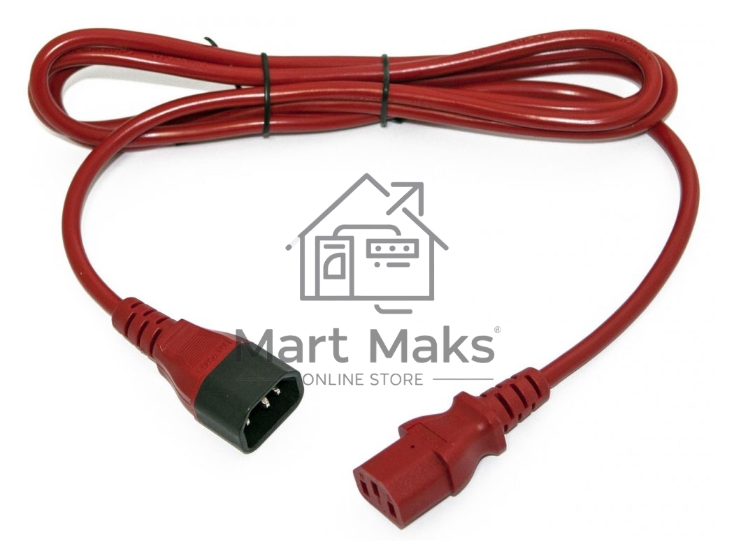 Шнур для блока питания Hyperline PWC-IEC13-IEC14, IEC 320 C13, вилка C14, 3 м, 10А, провода 3 х 1,0 кв. мм, красный