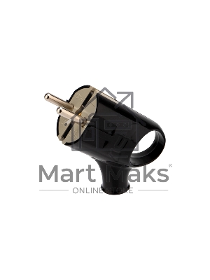 Вилка Евро Rexant угловая с з/к 16А с кольцом черная