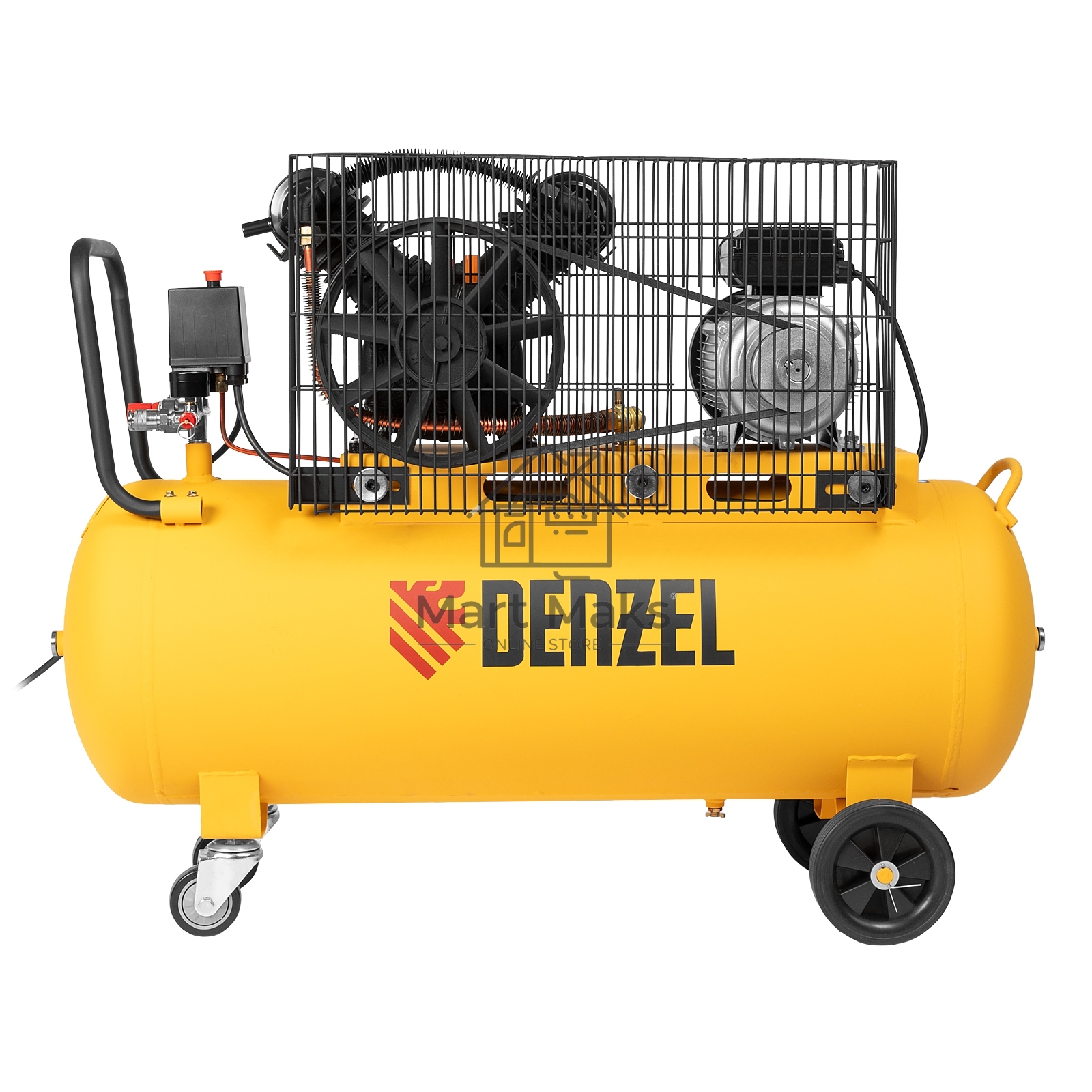 Компрессор воздушный рем. привод BCV2200/100, 2,2 кВт, 100 литров, 370 л/мин Denzel