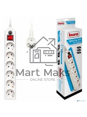 Сетевой фильтр Buro 600SH-5-W 5м (6 розеток) белый (коробка)