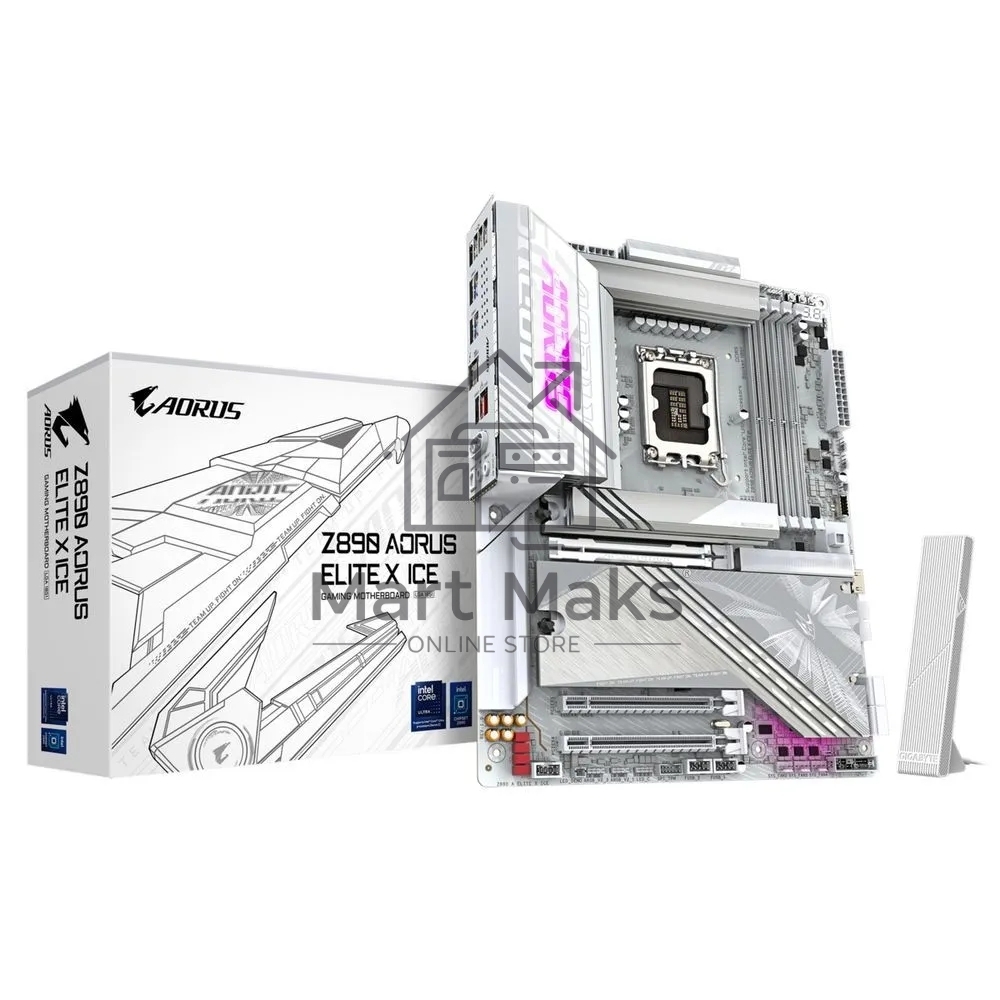 Материнская плата Gigabyte Z890 AORUS ELITE X ICE, LGA 1851, Intel Z890, 4xDDR5, 4xSATA, 5xM.2, 1xPCIe 5.0 x16, 1xPCIe 4.0 x4, 1xPCIe 4.0 x1, 1x 2.5Gb LAN, 4xUSB-A 3.2 Gen 1, 2xUSB-A 3.2 Gen 2, 4xUSB-A 2.0, 1xUSB-C (Thunderbolt 4), 2x3.5 мм, 7.1, ATX