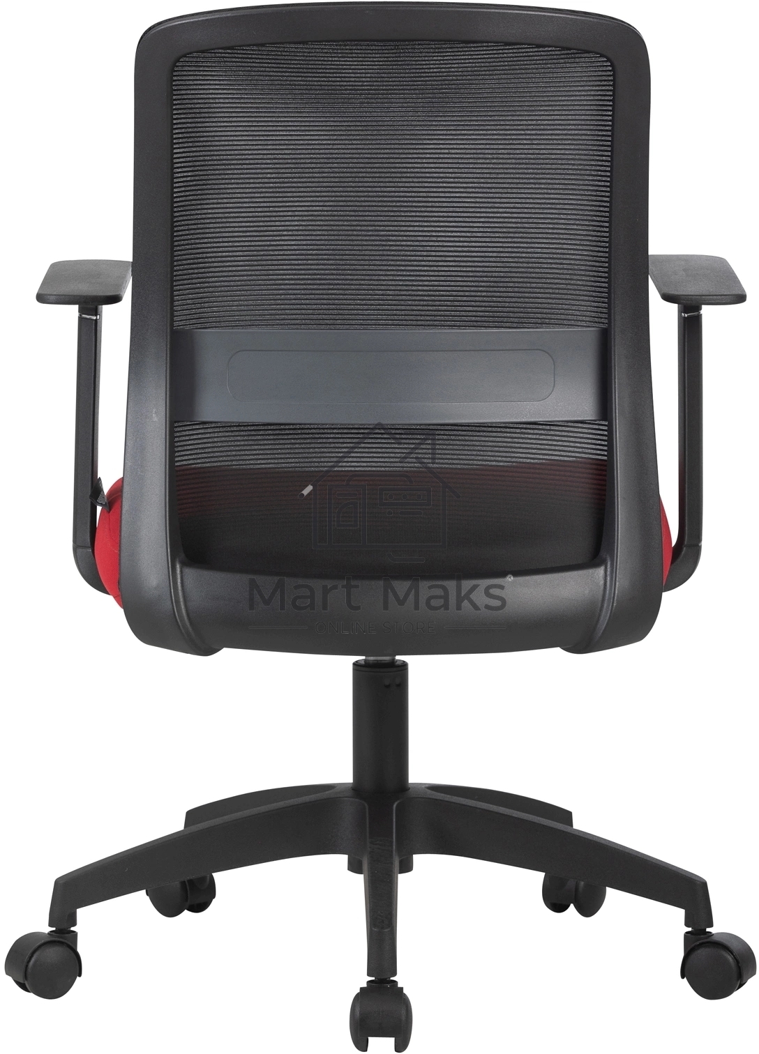 Кресло компьютерное Cactus CS-MC333-BKRD черный, сиденье темно-красный, сетка/ткань, низк.спин. крестов. пластик, пластик черный