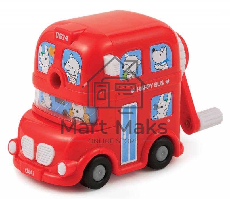 Точилка для карандашей механическая Deli BUS E0674, 1 отверстие, пластик, ассорти, коробка