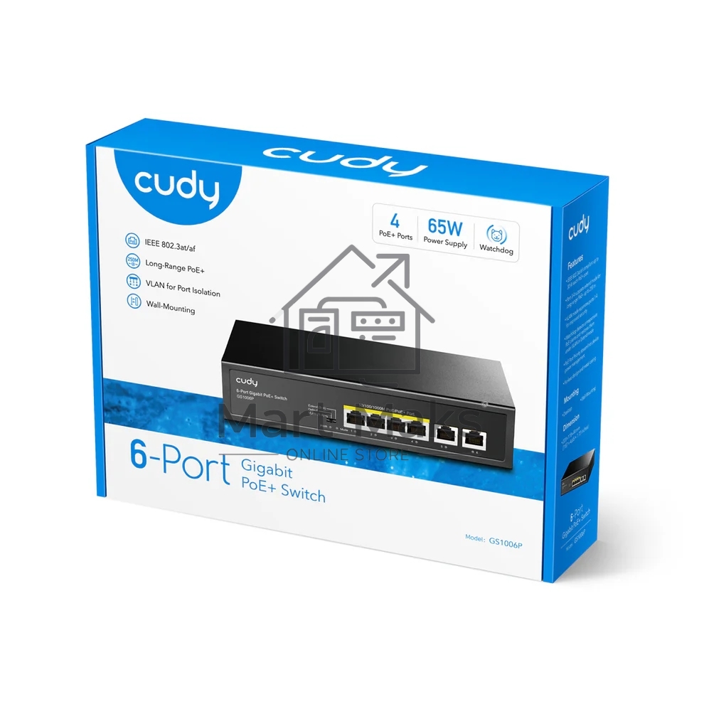 Коммутатор Cudy GS1006P (L2) 6x1Гбит/с 6PoE+ неуправляемый