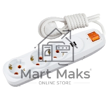 Nilson Сетевой фильтр 3-местн. с заз. конт., 2 порта USB 2,4А, 1,5 м. (44134115)