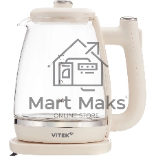 Чайник электрический Vitek VT-WK1072 1.7л. 1800Вт слоновая кость корпус: стекло