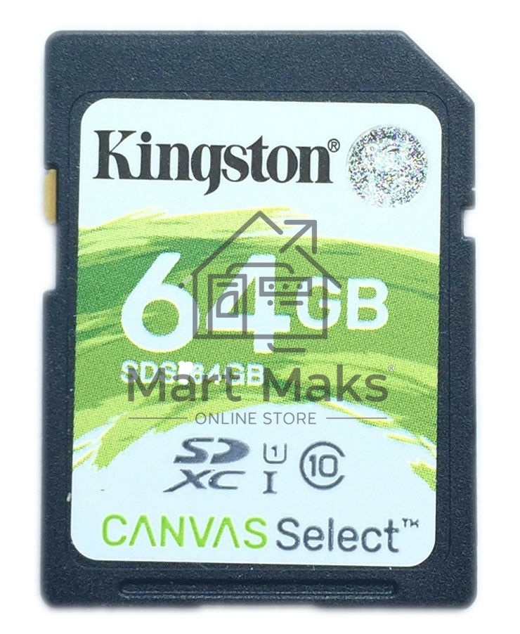 Флеш карта SDHC 64Gb Class10 Kingston <SDS2/64GB>, Canvas Select 100R CL10 UHS-I