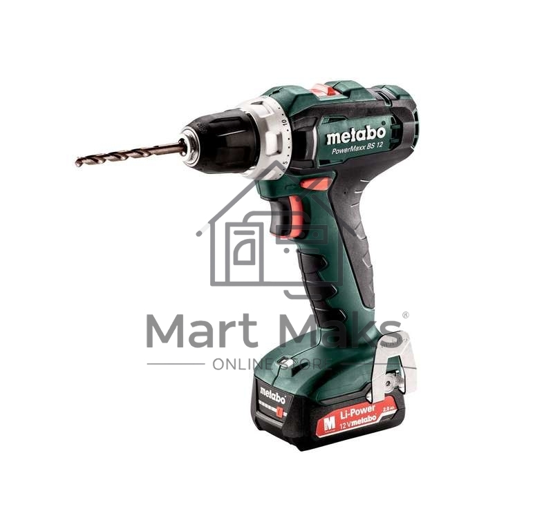 Дрель-шуруповерт Metabo PowerMaxx BS 12 601036500, Аккумуляторный, 12В, 2 АКБ, Кейс