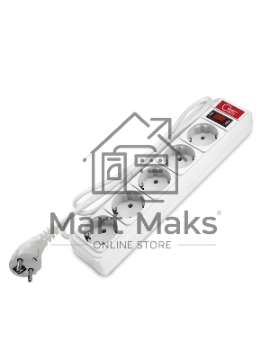 Удлинитель с сетевым фильтром 5х1.8 10А ПВС 3х0.75 бел. Союз 1340