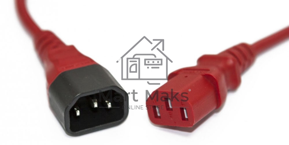 Шнур для блока питания Hyperline PWC-IEC13-IEC14, IEC 320 C13, вилка C14, 3 м, 10А, провода 3 х 1,0 кв. мм, красный