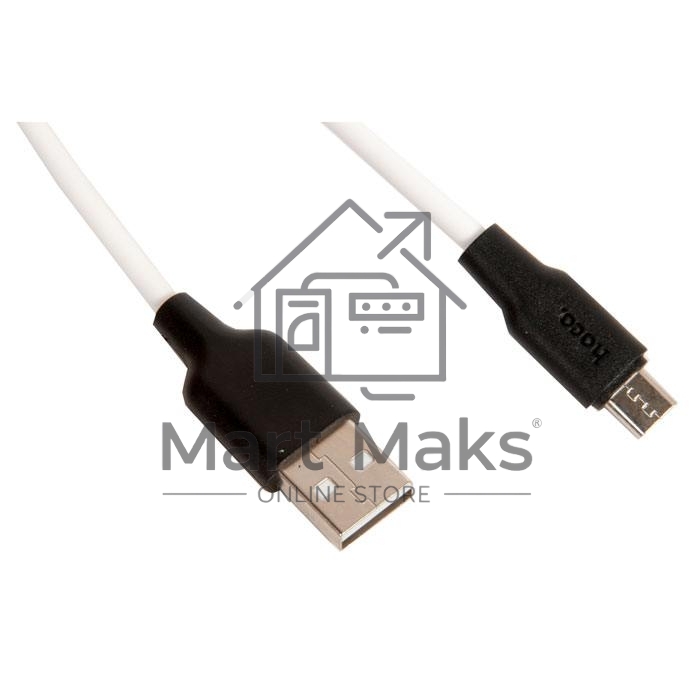 Кабель USB 2.0 hoco X21, силиконовая оплетка, AM/microBM, бело-черный, 1м